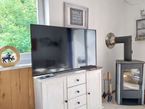 55 Zoll Smart-TV und Kamin