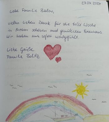 Eintrag Gästebuch Ferienhaus Hein Mück