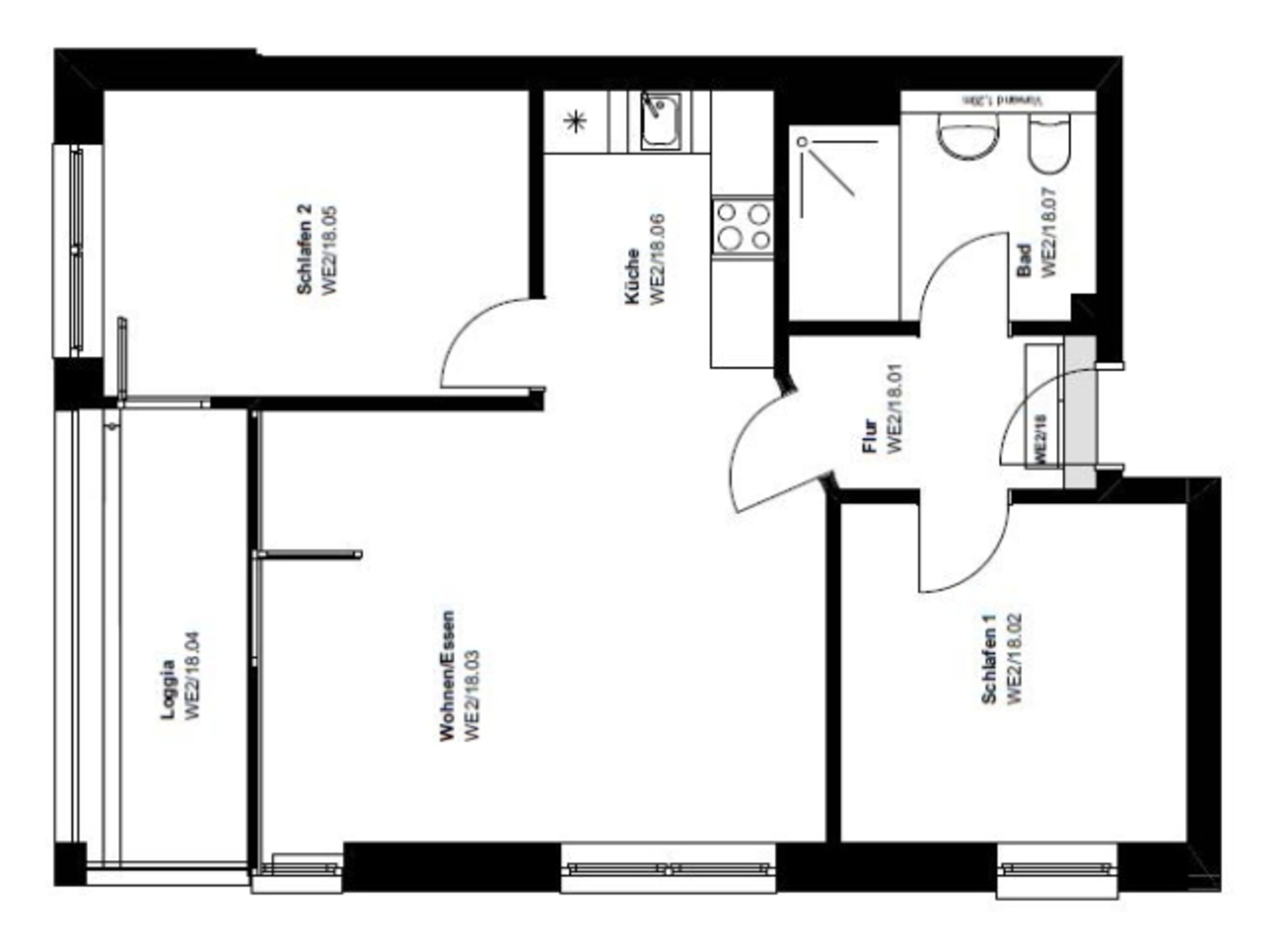 Grundriss Wohnung Hafenblick 2.18 