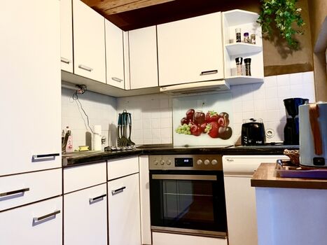 Küche mit Ausgang zur Terrasse 