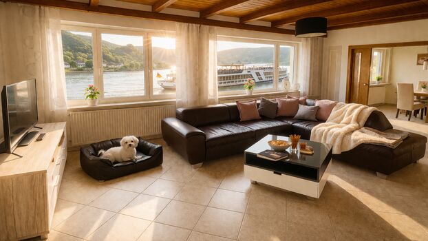 Wohnzimmer mit Rheinblick