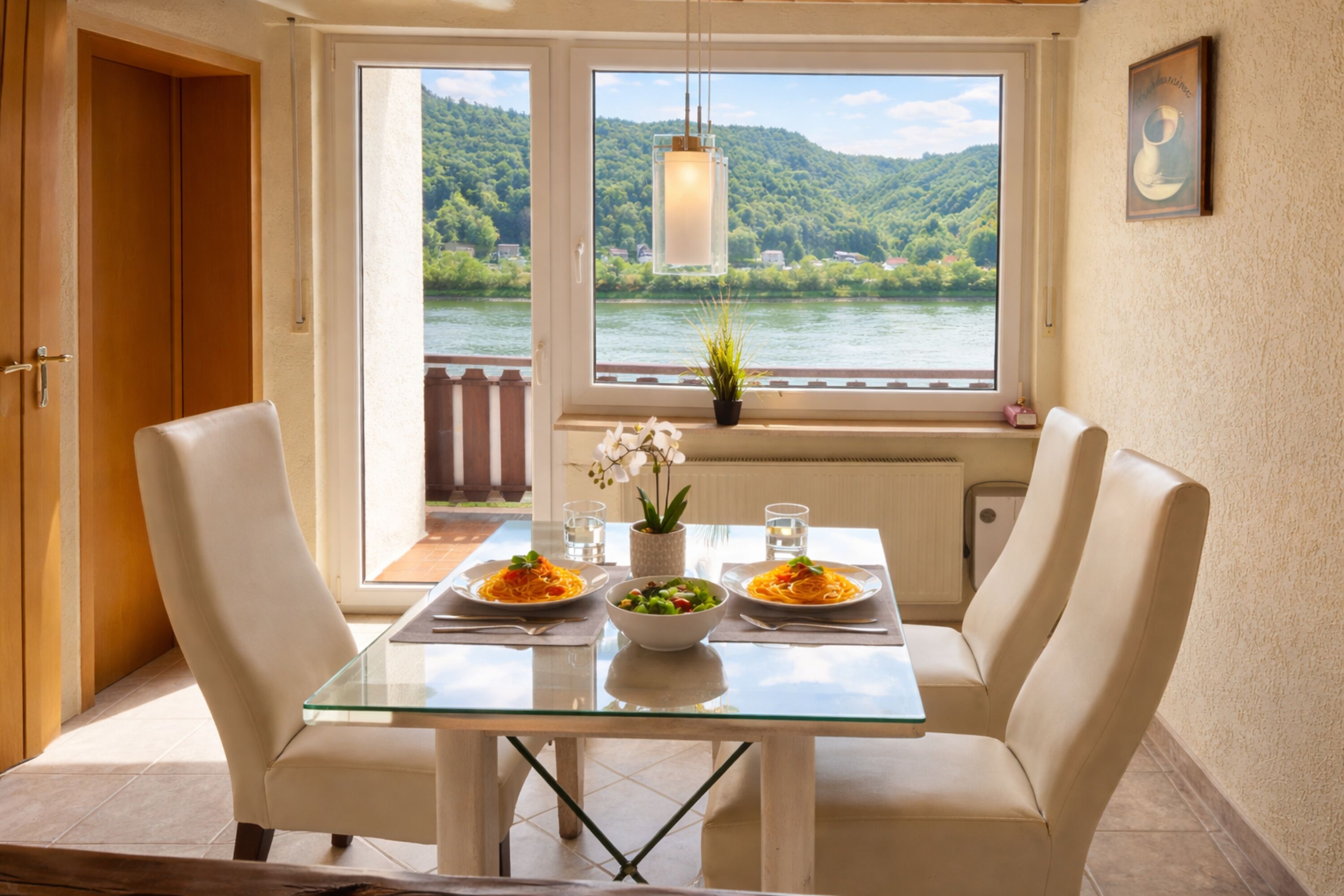 Esszimmer mit Rheinblick