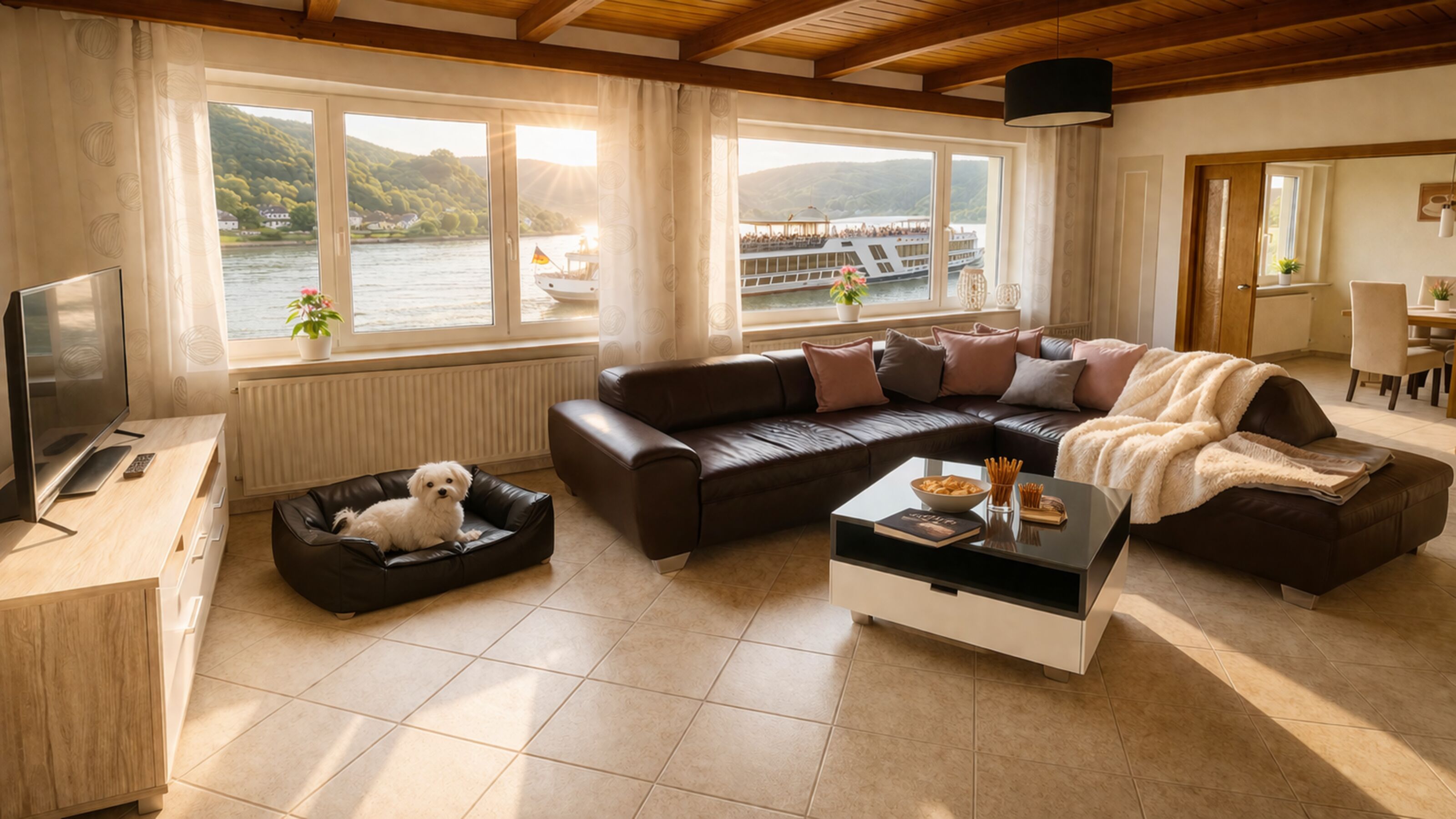 Wohnzimmer mit Rheinblick