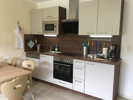 Küchenzeile mit Backofen, Mikrowelle und Geschirrspüler 