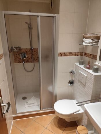 Komfortables Bad u.a. mit Handtuchheizung und Fön