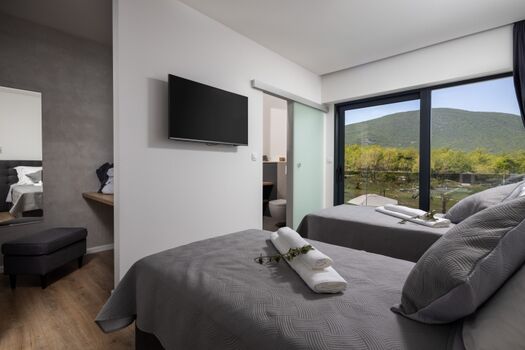 Die Betten können zu einem Kingsize-Bett verbunden werden