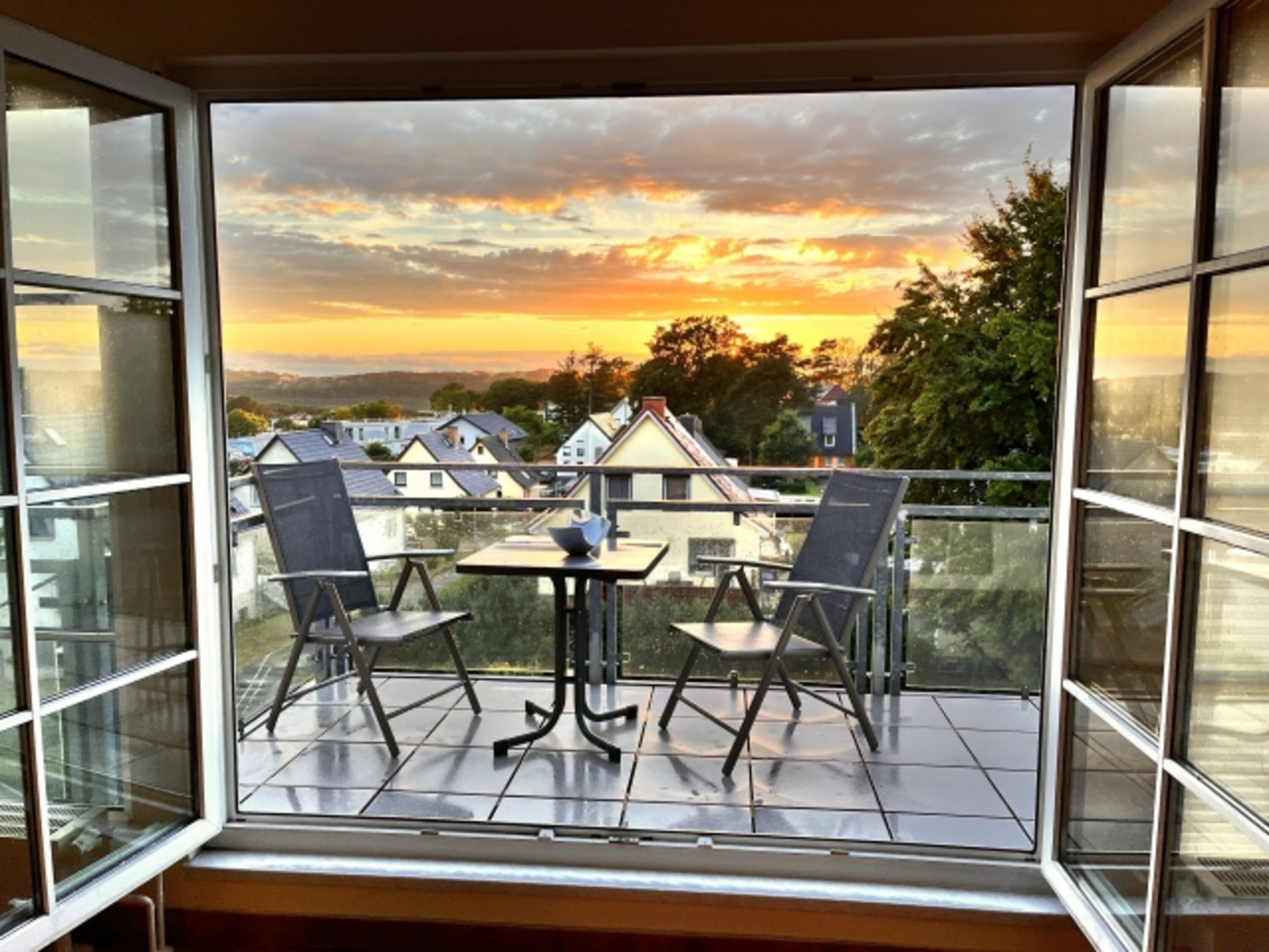 Sonnenuntergang auf der Dachterrasse