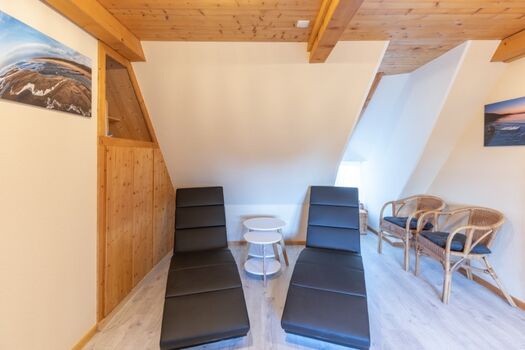 Räidehus - Ruhebereich um nach der Sauna zu relaxen 