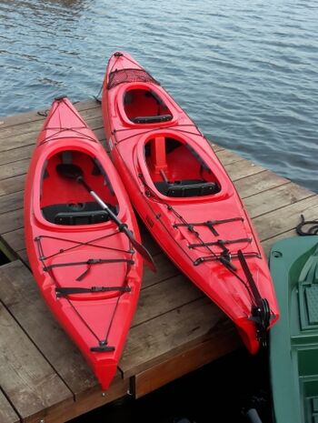 Bootsverleih im Ferienhof: Einer- , Zweierkajaks und Kanadier prima auch für Anfänger geeignet