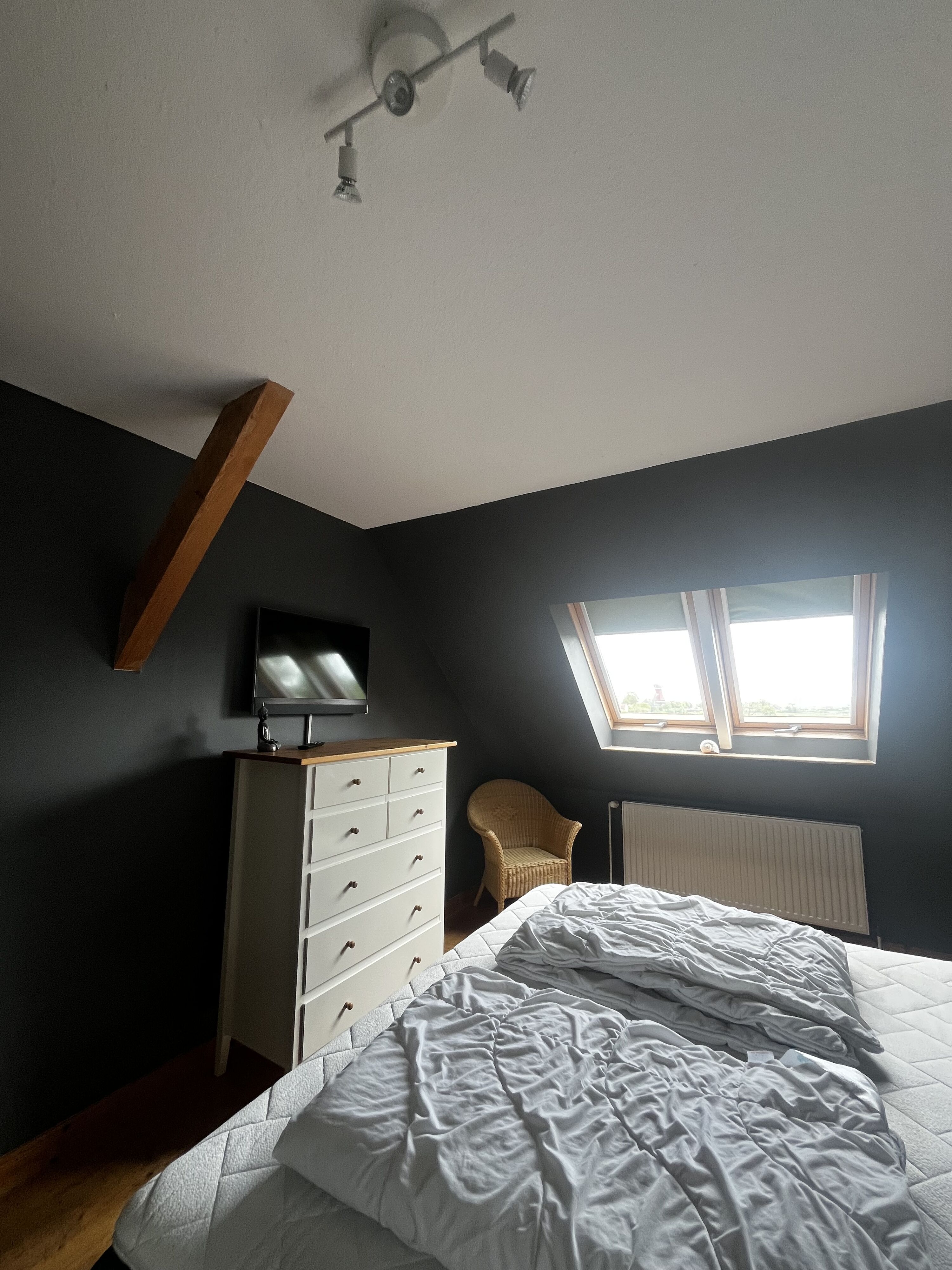 Großes Schlafzimmer mit Fernseher