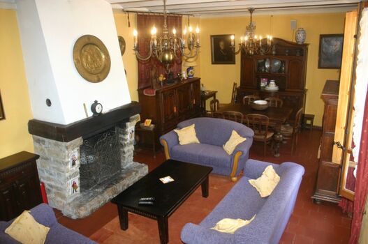 Wohnzimmer mit offenen Kamin