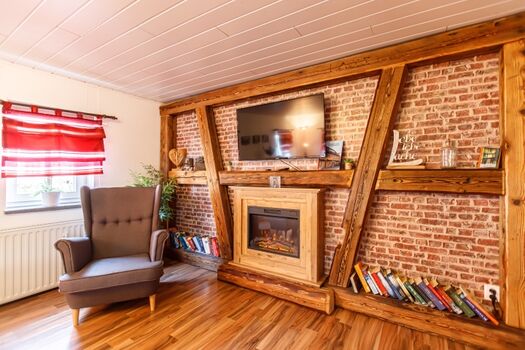 Fachwerkwand im Wohnzimmer