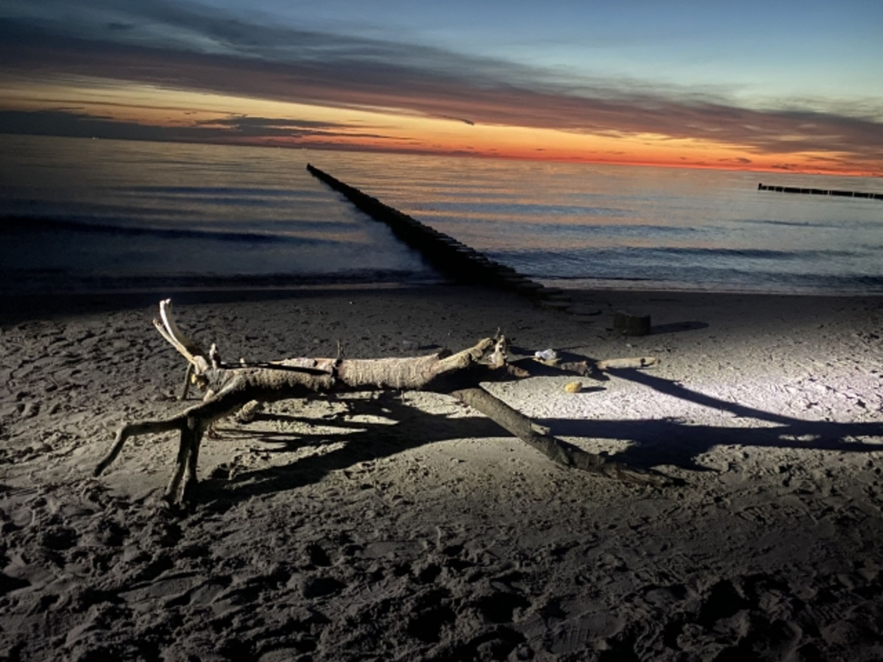 im Juli 23.30 Uhr am Strand in Ahrenhoop
