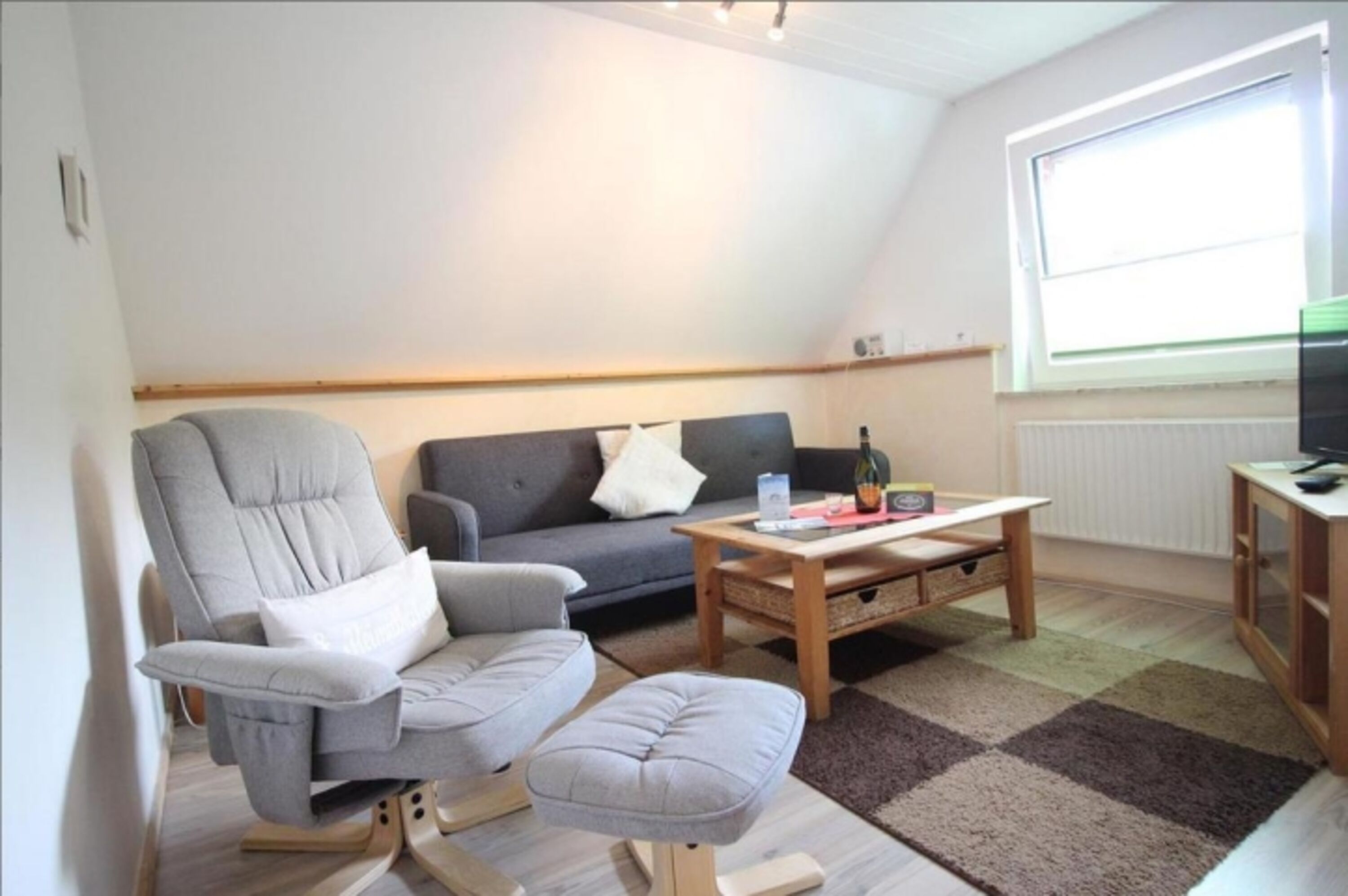 Ferienwohnung Ufer St. Peter-Ording, Urlaub mit Hund: Wohnraum mit Schlafcouch