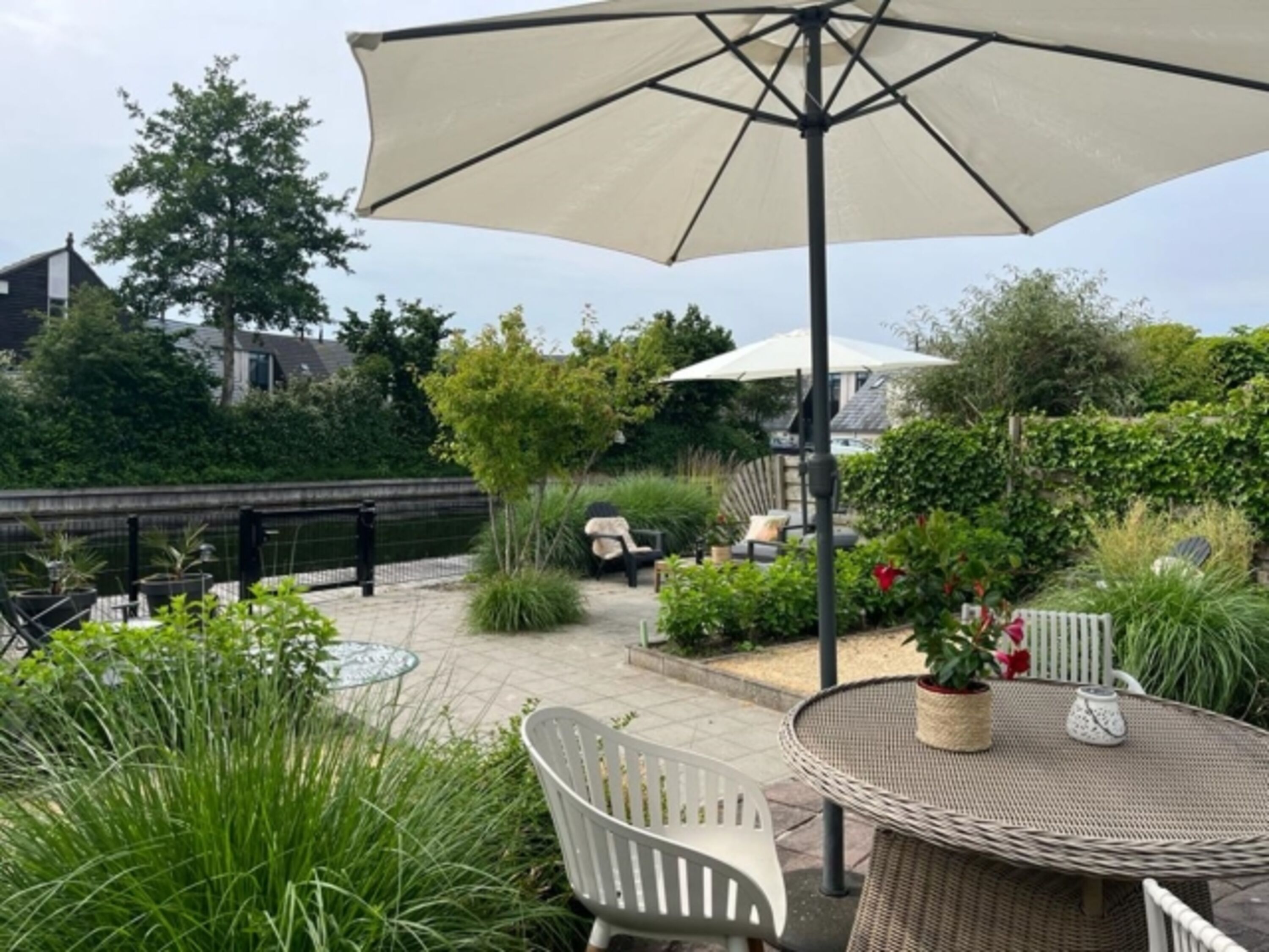 Garten ist komplett eingezaunt auch am Wasser entlang
