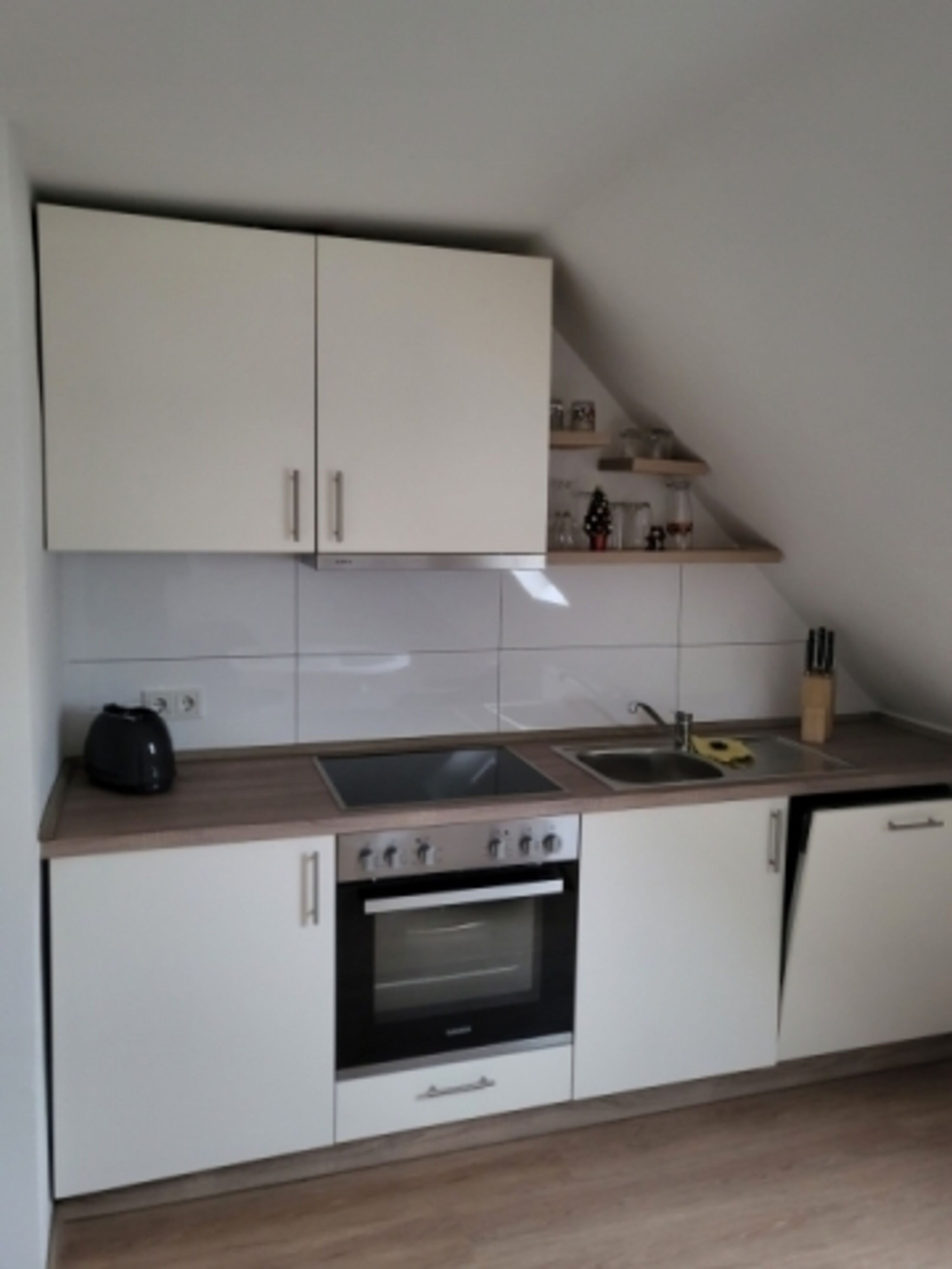 nagelneue Küche mit Backofen und Geschirrspüler