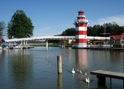 Ausblick vom Ferienhaus auf den Leuchtturm