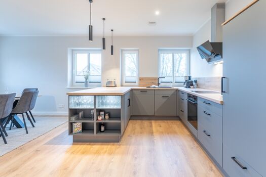 Biikehuus West - offene, sehr komfortabel ausgestattete Küche