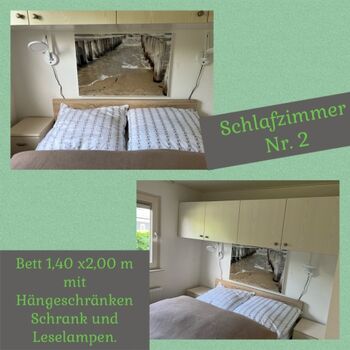 2. Schlafzimmer mit neuem Bett 1,40x2,00 m