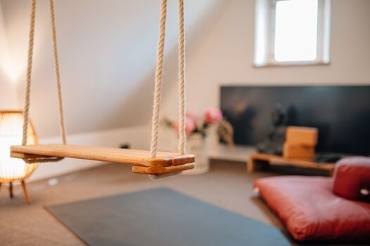 Yoga und Meditationsbereich im Dachgeschoss. 