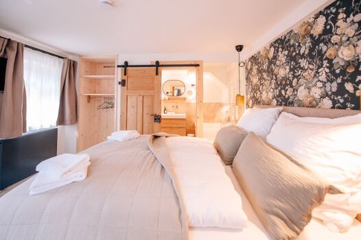 Kleines "blaues" Schlafzimmer im Erdgeschoss.