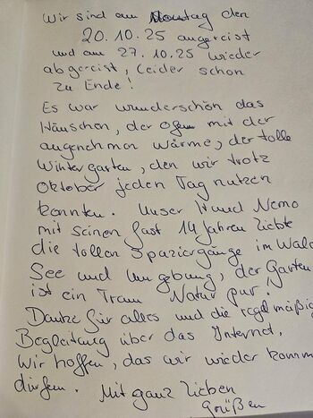 Eintrag aus unserem Gästebuch 2025