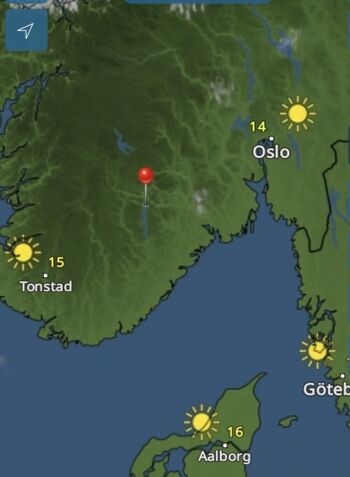 Standort des Jelden in dem Ort Vradal