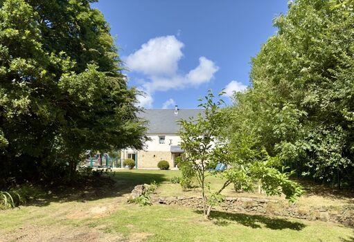 Blick aus dem Garten auf das Haus