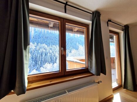 Aussicht vom Schlafzimmer im Winter