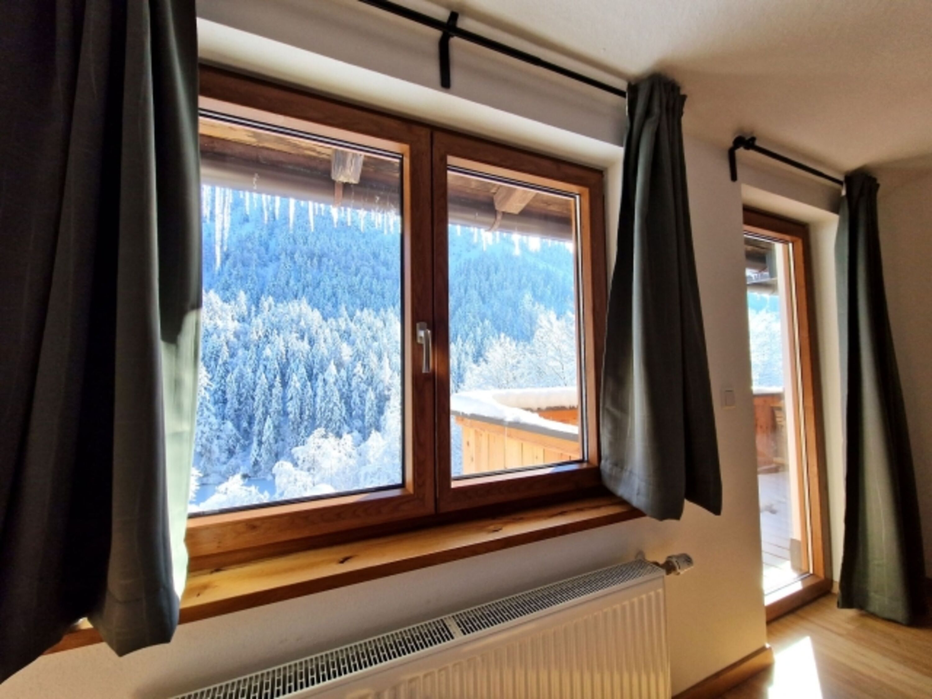 Aussicht vom Schlafzimmer im Winter