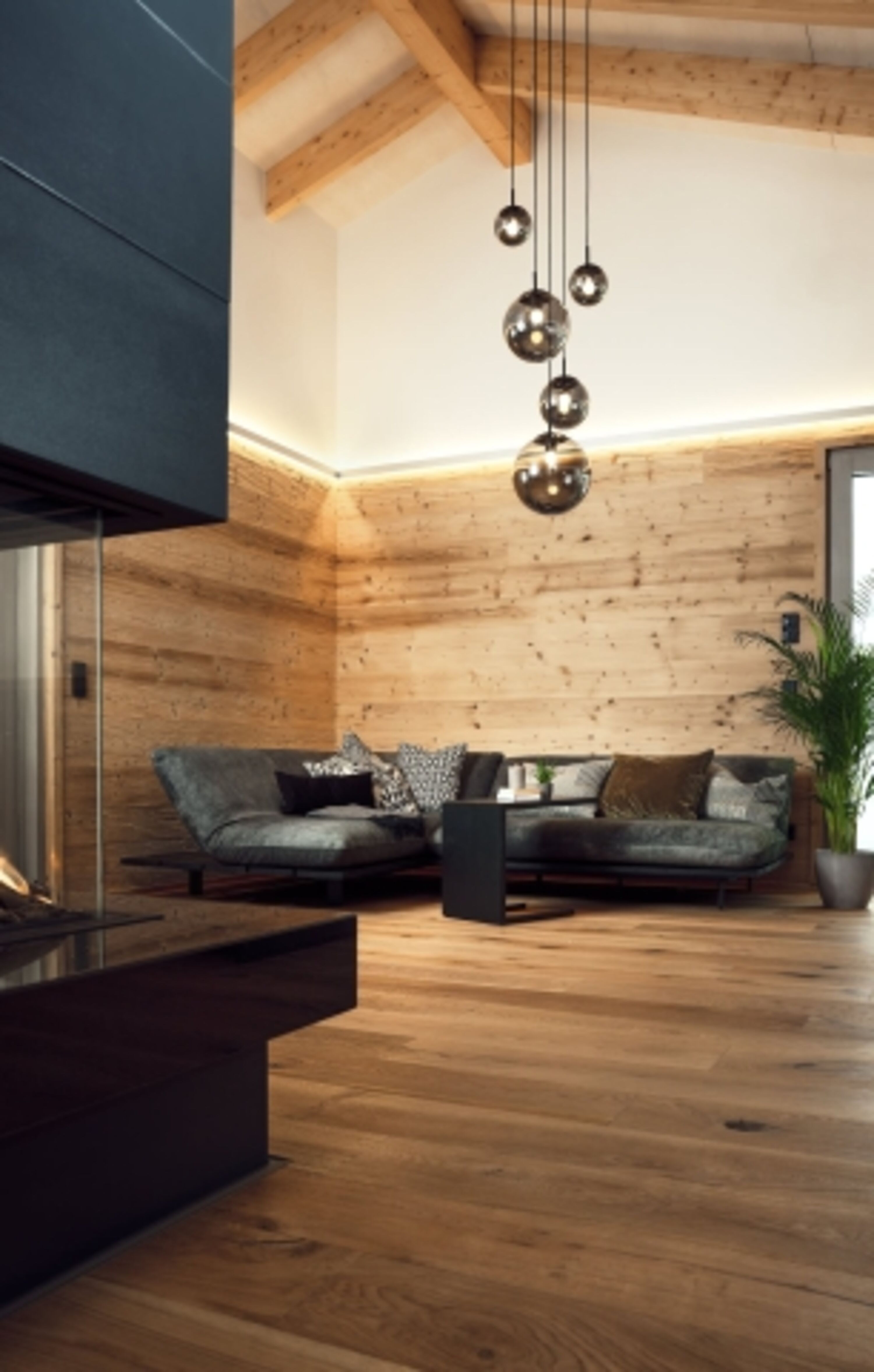 Wohnzimmer mit Kamin