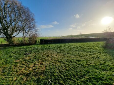Blick aus dem Küchenfenster in den eingezäunten Garten
