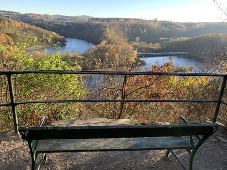 Blick auf die Bleilochtalsperre vom Schloss Burgk
