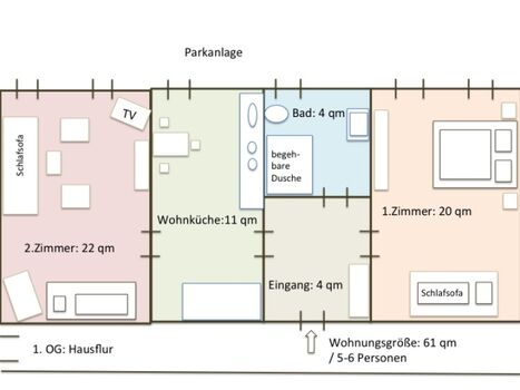 Grundriss Ferienwohnung Parkblick