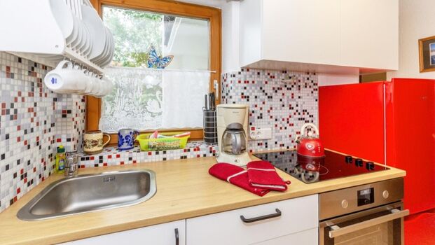 Küche mit Kühl/ Gefrierkombi , Ofen und Geschirrspüler 