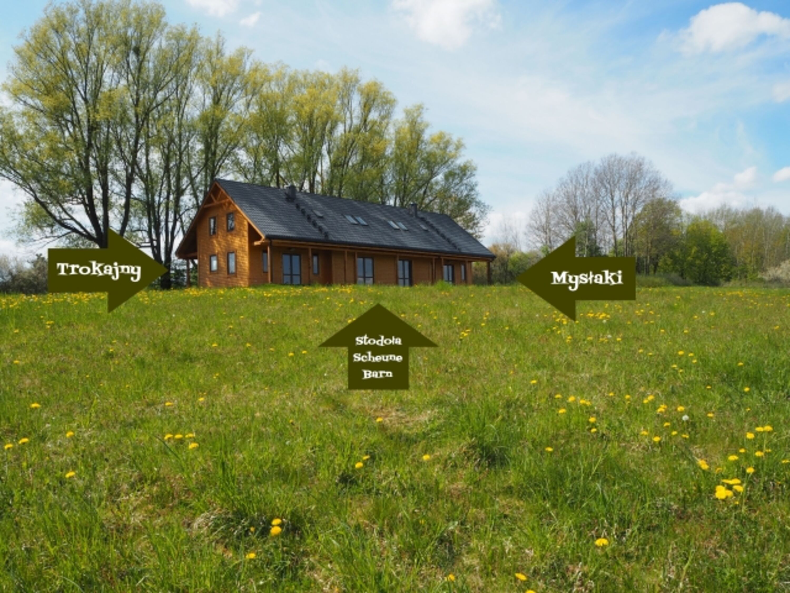 Die beiden Cottage Apartments und dazwischen die Scheune.