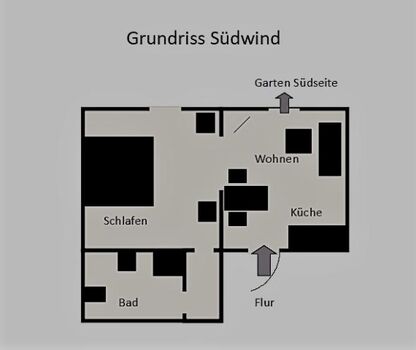 Grundriss der Wohnung Südwind mit 40 qm