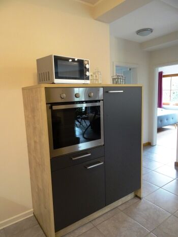 Kühlschrank mit Gefrierfach; Backofen und Mikrowelle