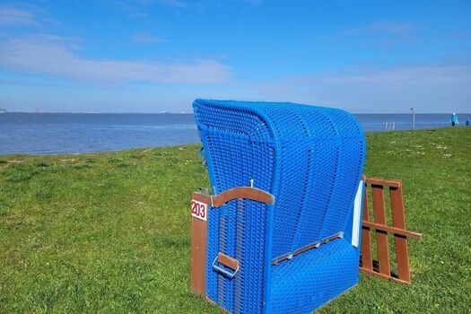 Unser Saison-Strandkorb den wir zur kostenlosen Nutzung für Sie gemietet haben.