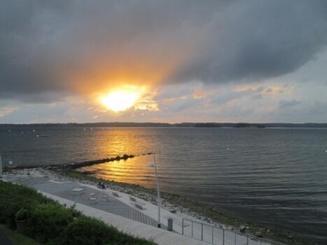 Blick vom Balkon am Abend.