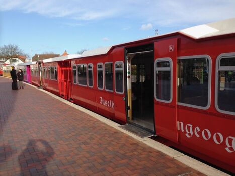 Die bunte Inselbahn bringt Sie vom Anlieger zum Inselbahnhof