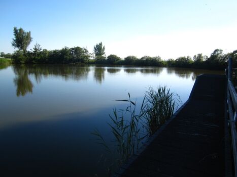 See vor der Terrasse am Abend