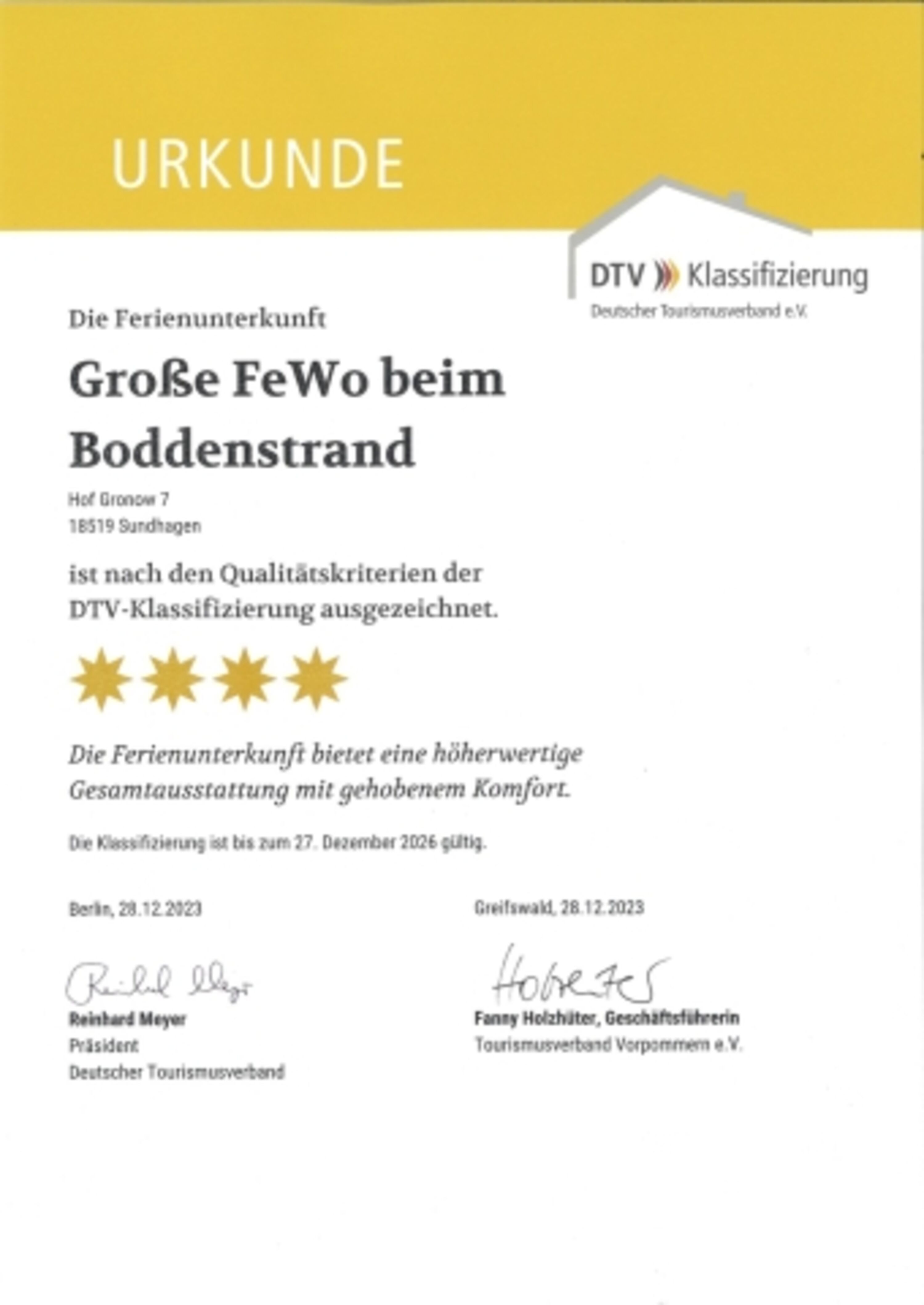 Zertifizierung 4 Sterne