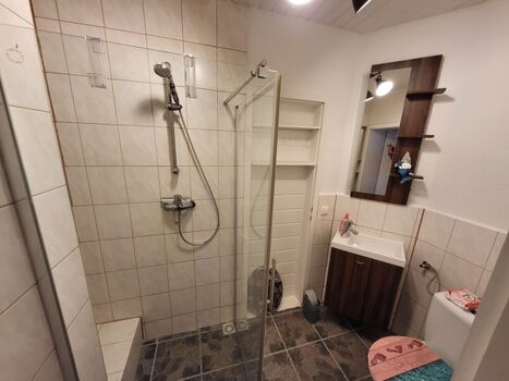 Badezimmer mit Dusche und WC