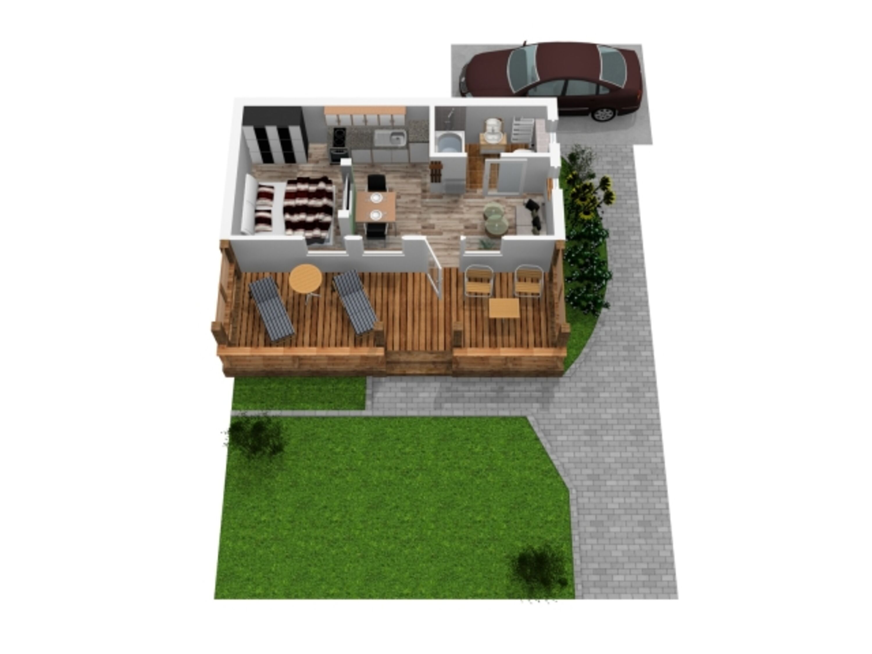 Grundriss 3D von Westen