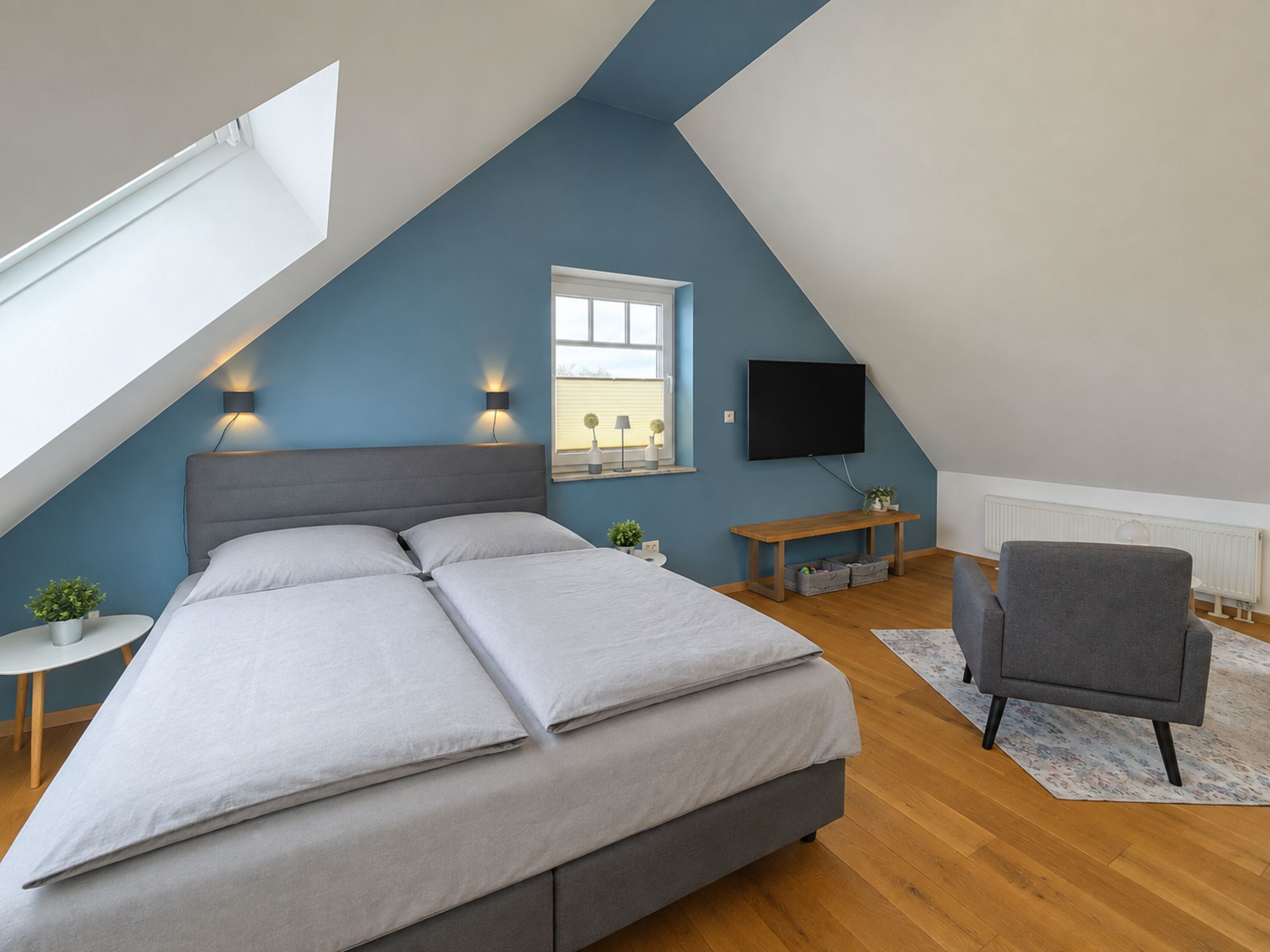 Schlafzimmer im Dachgeschoß Inselblick