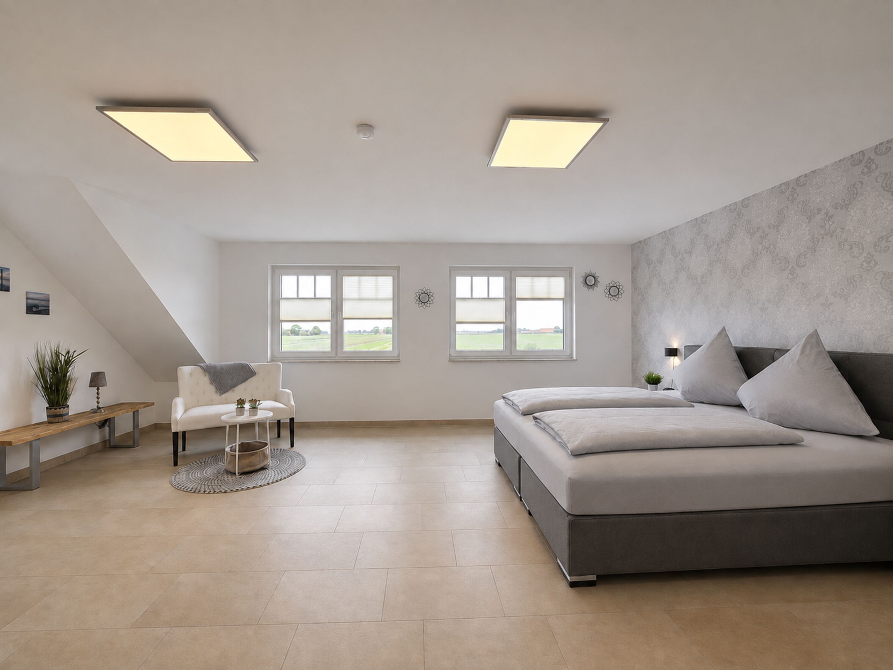 Schlafzimmer Gartenblick