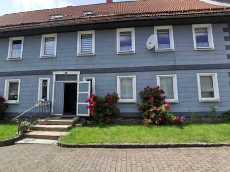 Hausansicht mit Rosen