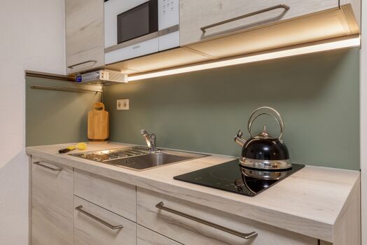 .. .mit Induktionskochfeld und Mikrowelle.