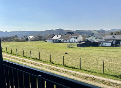 Blick vom Balkon auf die Spielwiese